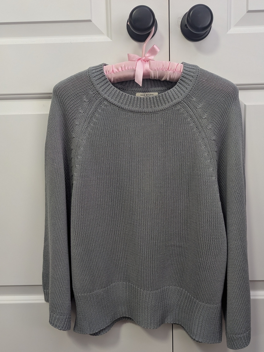 NWT Max Studio Grey Knit Crewneck Sweater, MSRP $128